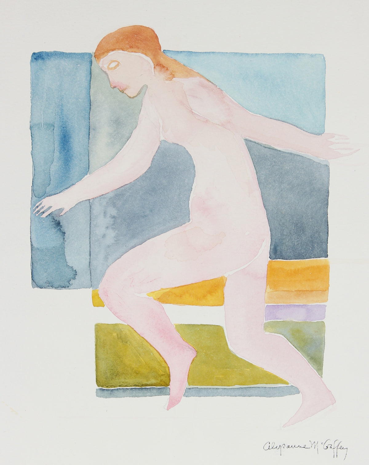 Dancing Female Nude &lt;br&gt;20th Century Watercolor &lt;br&gt;&lt;br&gt;#44061