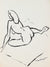 Expressionist Seated Female Nude<br>1940-60s Ink<br><br>#4494