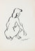 Expressionist Seated Female Nude<br>1940-60s Ink<br><br>#4496