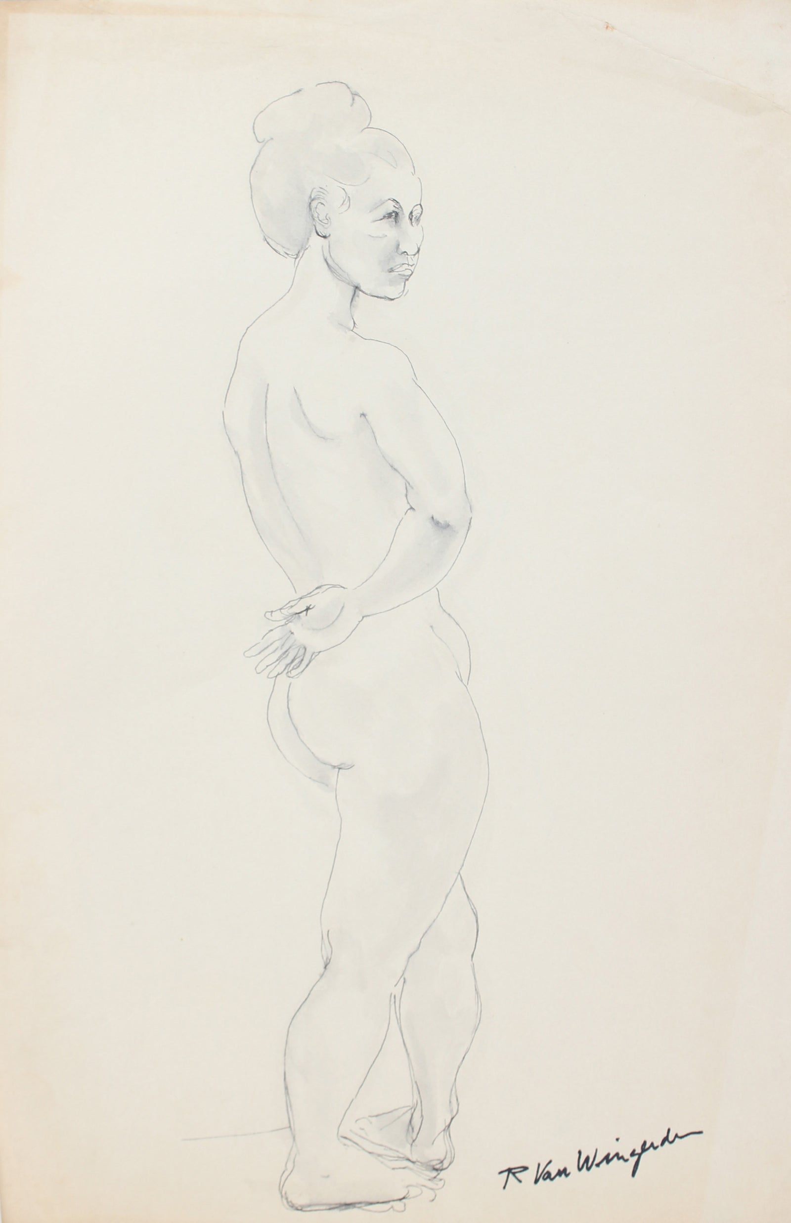 Elegant Standing Nude <br>Mid Century Ink <br><br>#C4776