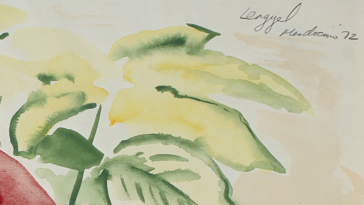 Poinsettia House Plant Still Life <br>1972 Watercolor <br><br>#56815