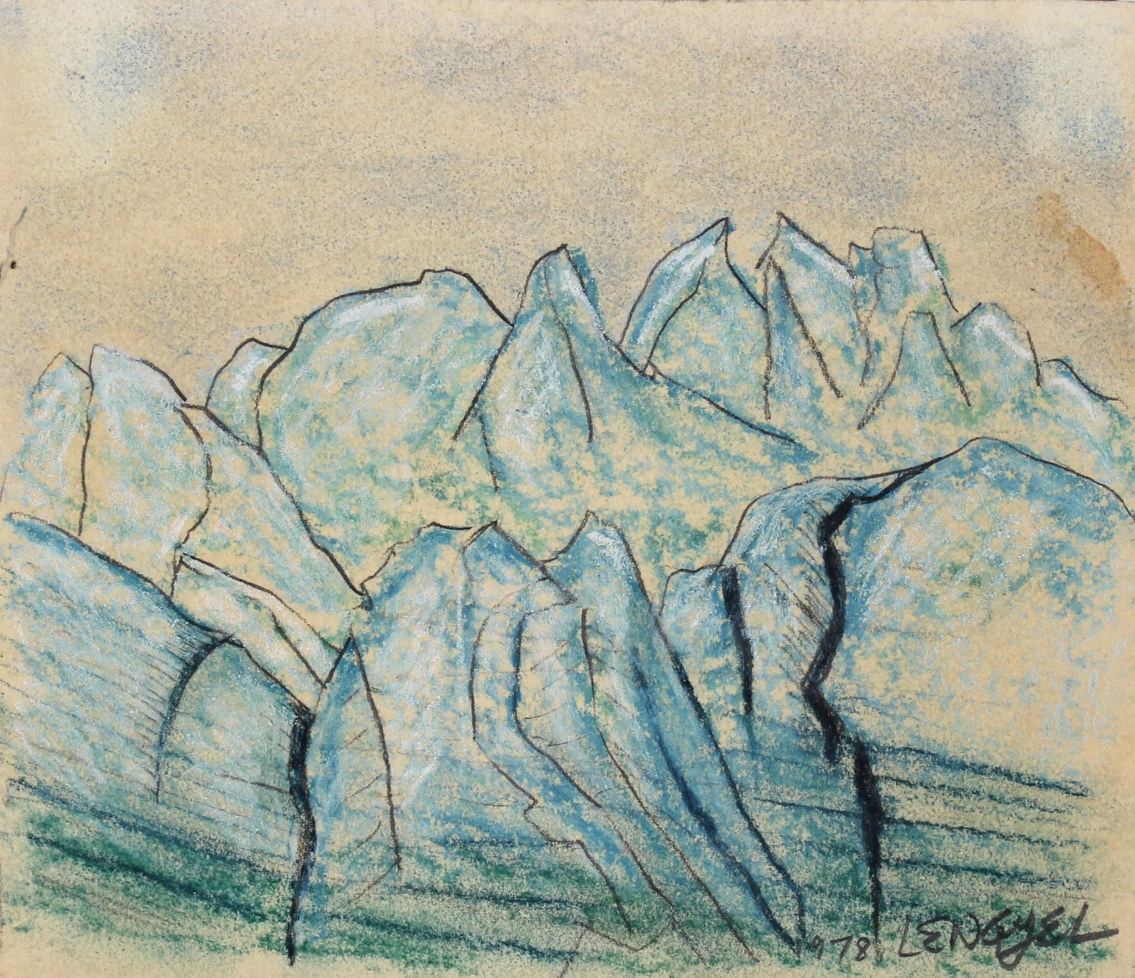 <I>Alaskan Glacier</I> <br>1978 Oil Pastel and Graphite <br><br>#57164