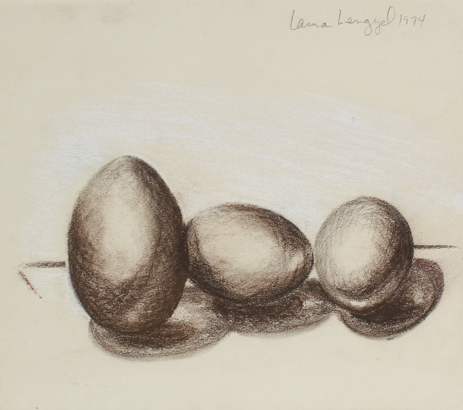 Three Eggs in a Row <br>1974 Pastel <br><br>#58386
