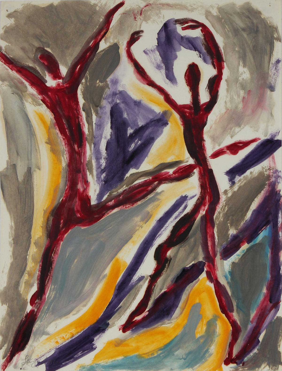 Abstracted Dancing Figures &lt;br&gt;1966 Oil &lt;br&gt;&lt;br&gt;#68761