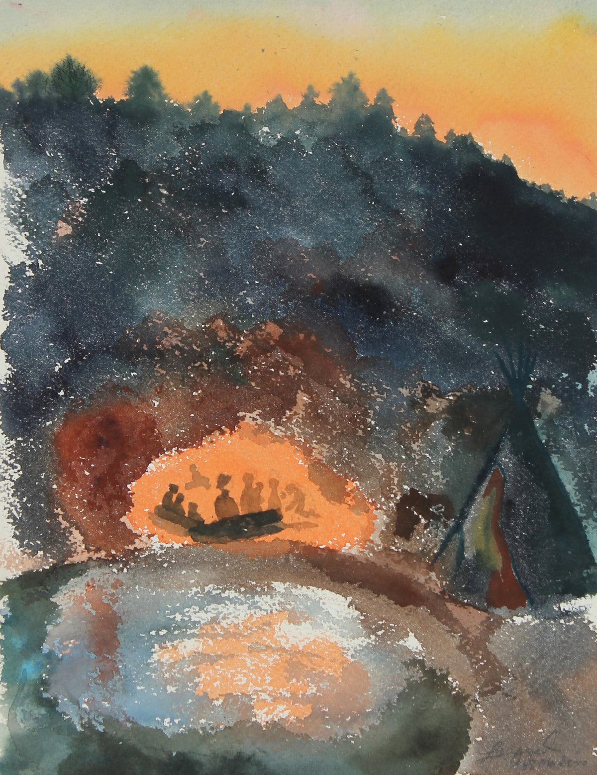 &lt;I&gt;Mendocino, CA - Camp&lt;/I&gt; &lt;br&gt;1968 Watercolor &lt;br&gt;&lt;br&gt;#68792