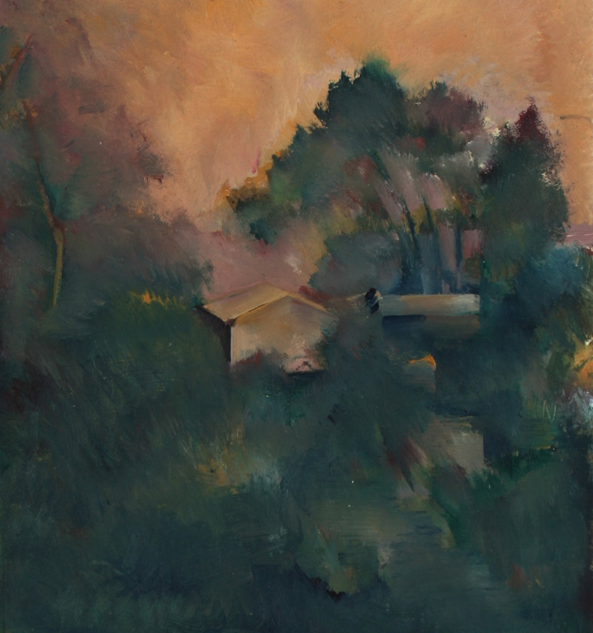 Golden Sky&lt;br&gt; Late 20th Century Oil on Paper&lt;br&gt;&lt;br&gt;#71458