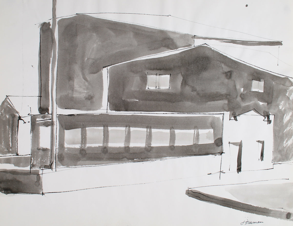 Modernist Cityscape &lt;br&gt;1976 Ink Wash &lt;br&gt;&lt;br&gt;#71913