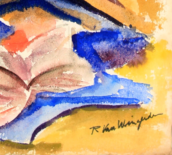 California Expressionist Still Life <br>1940-50s Watercolor <br><br>#5123