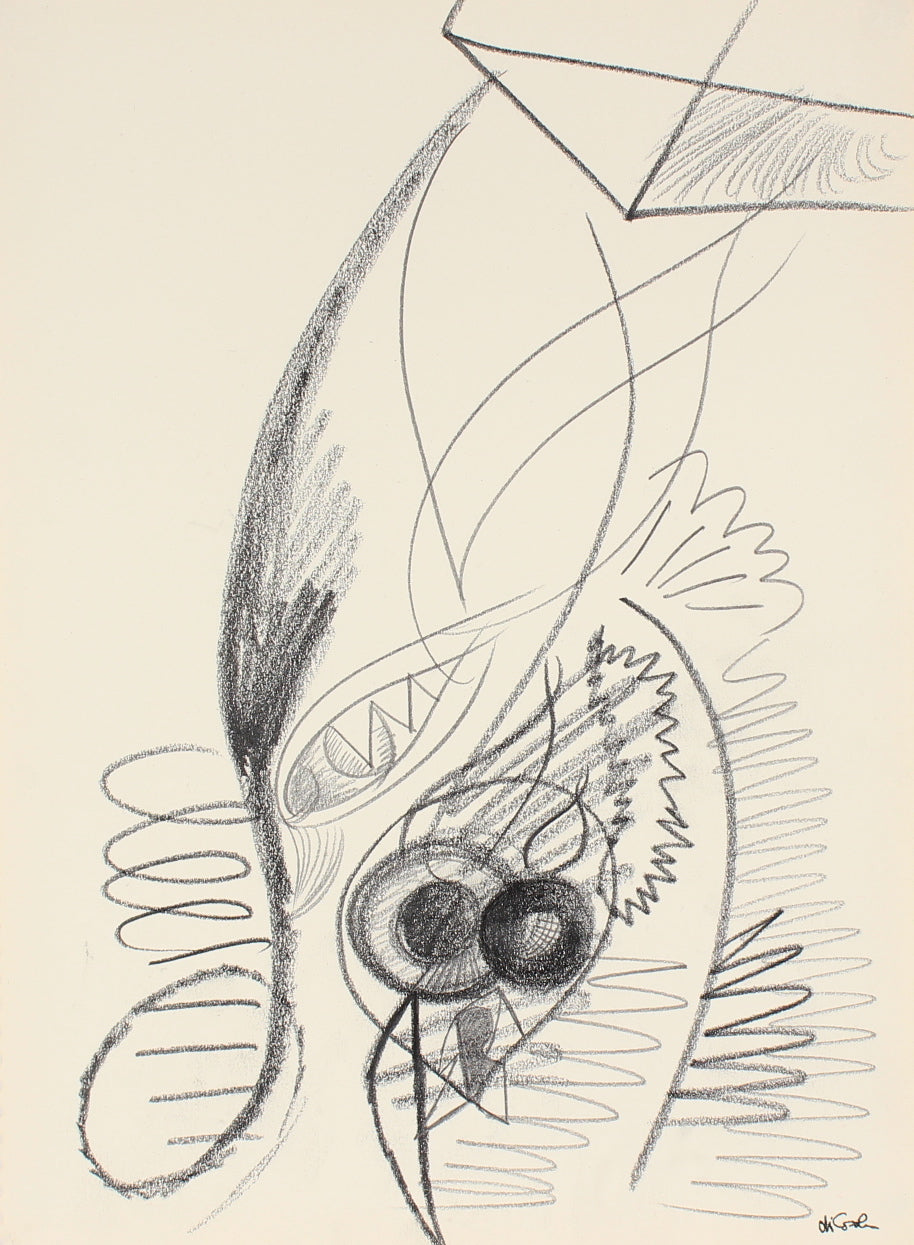 Lyrical Surreal Abstract &lt;br&gt;Late 20th Century Graphite&lt;br&gt;&lt;br&gt;#83363