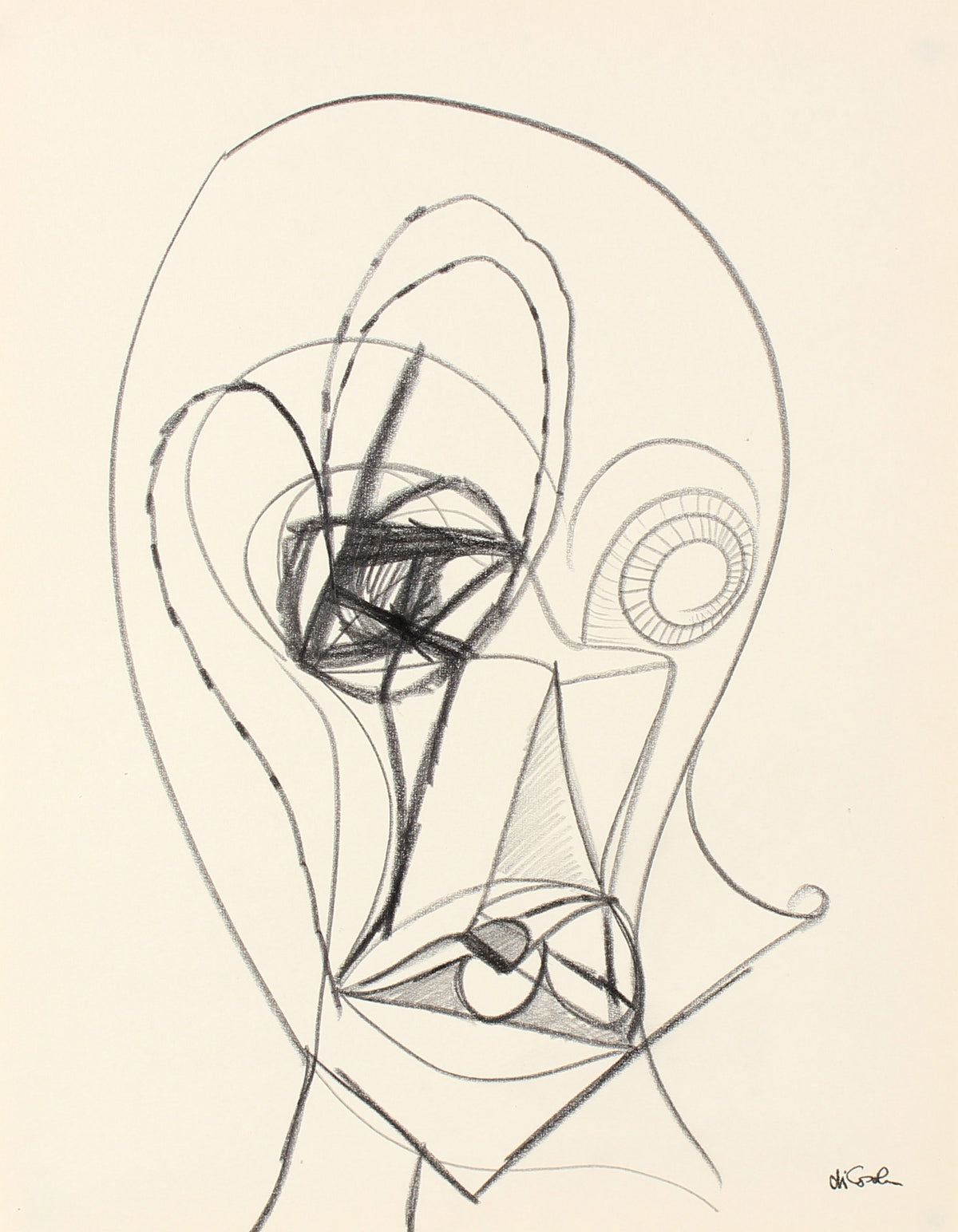 Surrealist Face &lt;br&gt;20th Century Graphite &lt;br&gt;&lt;br&gt;#83781