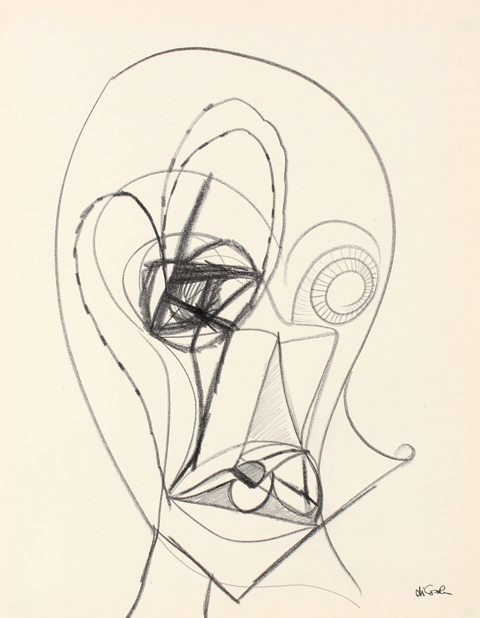 Surrealist Face <br>20th Century Graphite <br><br>#83781