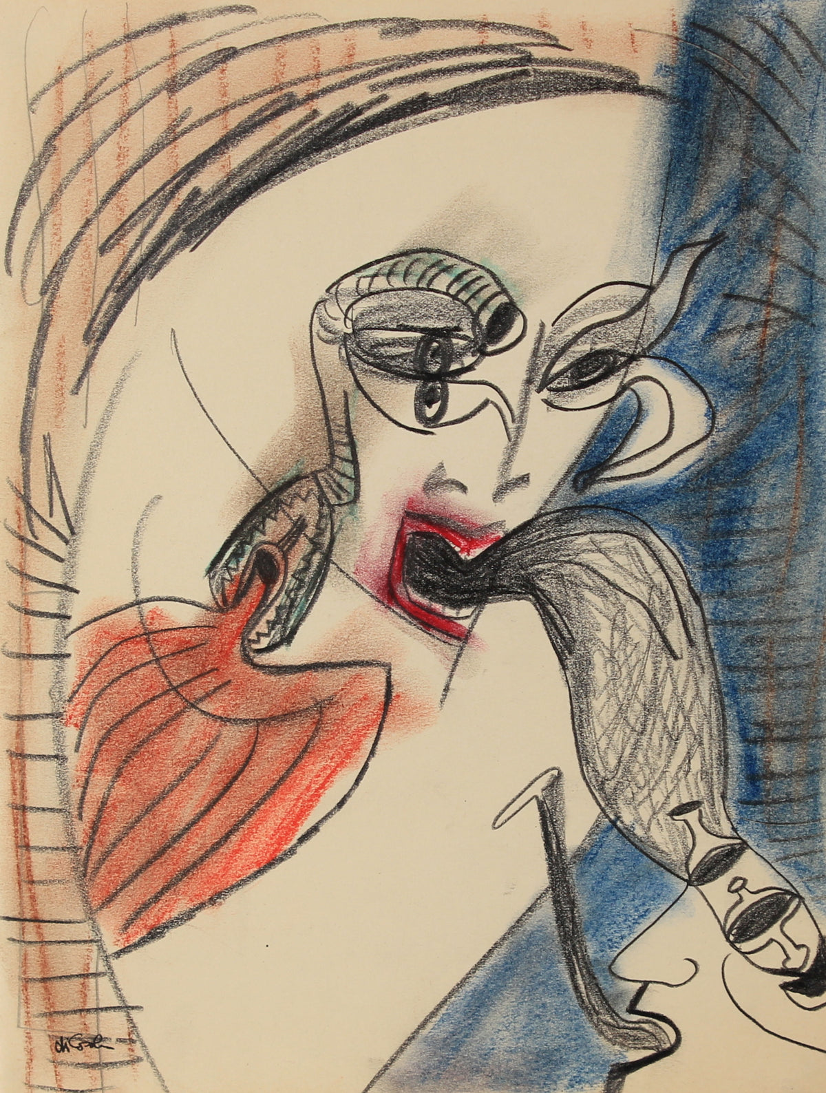 Surreal Figure Abstract &lt;br&gt;Late 20th Century Colored Pencil and Graphite &lt;br&gt;&lt;br&gt;#83828