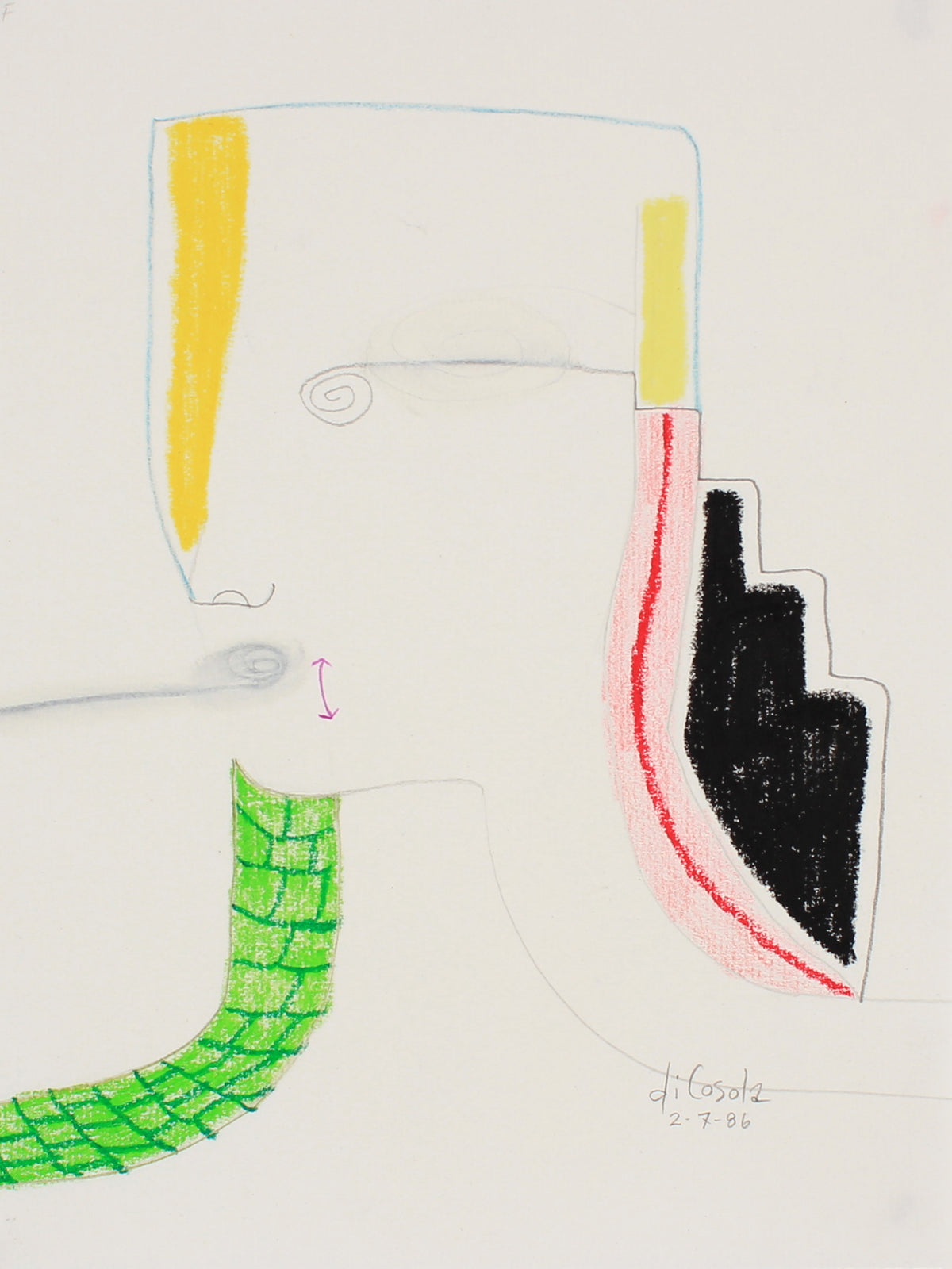 Surrealist Profile &lt;br&gt;1986 Oil Pastel and Graphite &lt;br&gt;&lt;br&gt;#83852