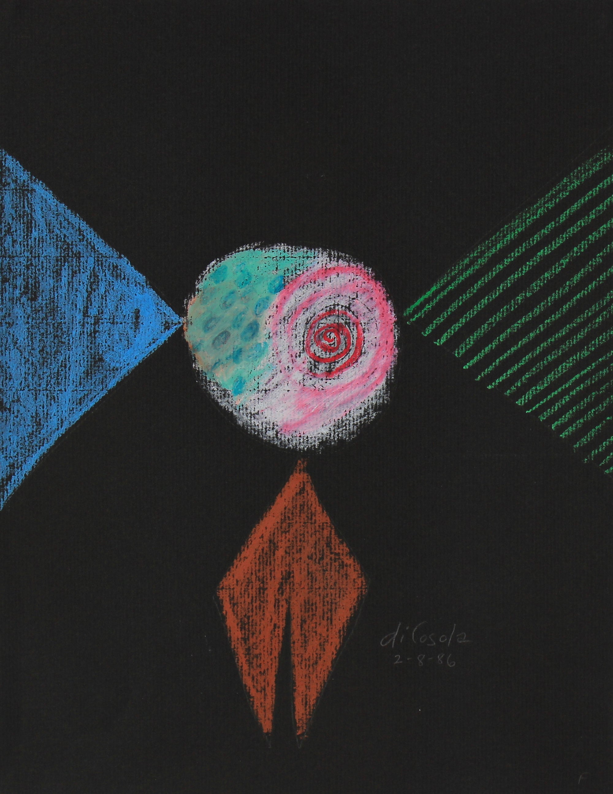 Surrealist Abstract <br>1986 Oil Pastel and Graphite <br><br>#83853