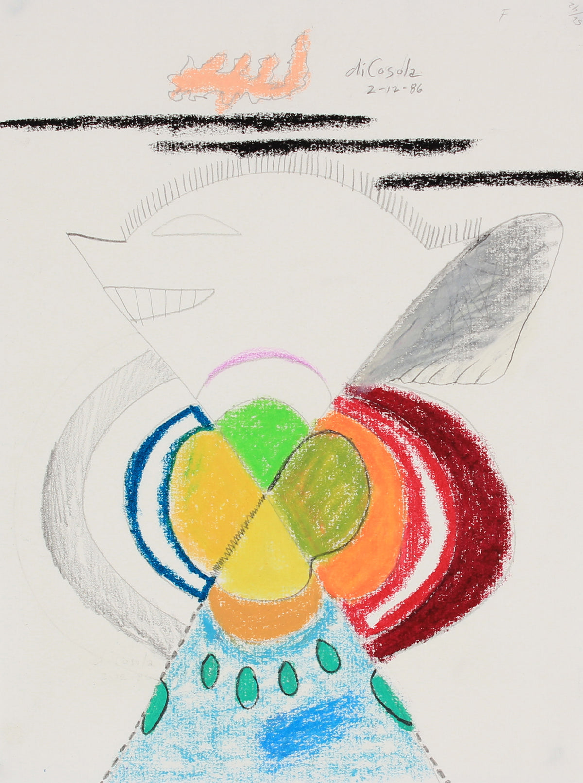 Colorful Surrealist Abstract&lt;br&gt;1986 Oil Pastel and Graphite&lt;br&gt;&lt;br&gt;#83854