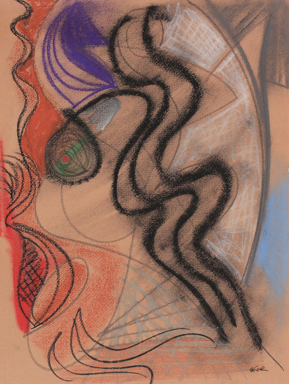 Surrealist Abstract&lt;br&gt;Late 20th Century Pastel and Graphite&lt;br&gt;&lt;br&gt;#83895