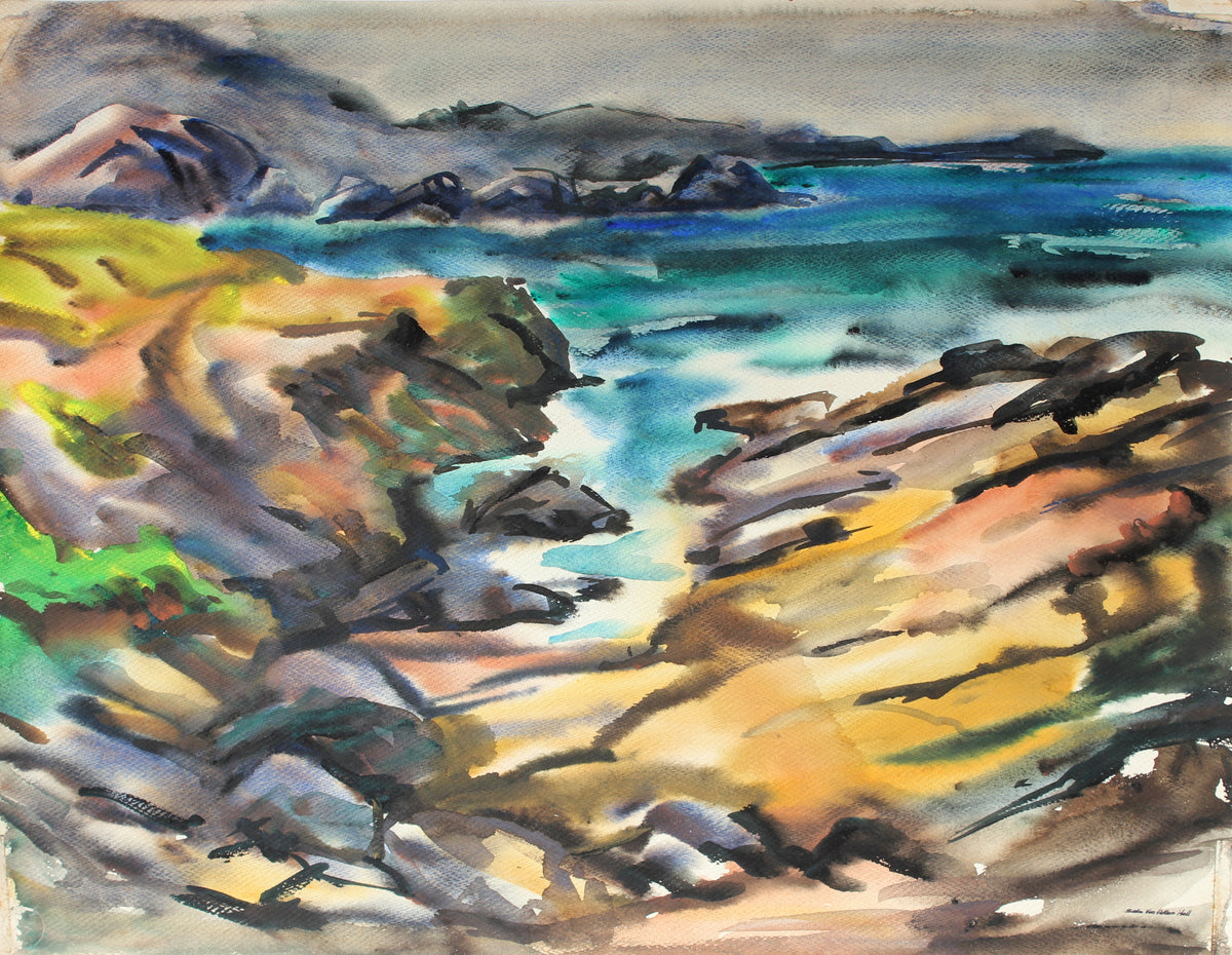 Moody California Seascape&lt;br&gt;Mid Century Watercolor&lt;br&gt;&lt;br&gt;#88068