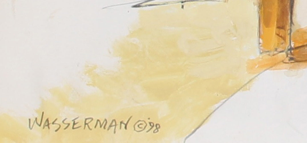 Colorful Abstract Figures <br>Circa 1998 Gouache and Graphite <br><br>#89537