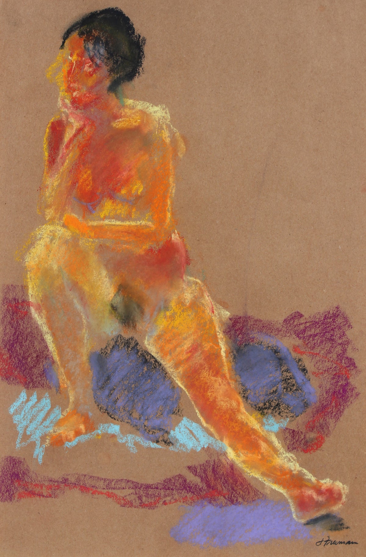 Expressionist Nude Female Figure &lt;br&gt;Late 20th Century Pastel &lt;br&gt;&lt;br&gt;#91454