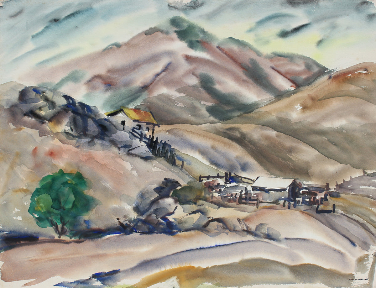 California Mountain Landscape &lt;br&gt;Mid Century Watercolor&lt;br&gt;&lt;br&gt;#92581