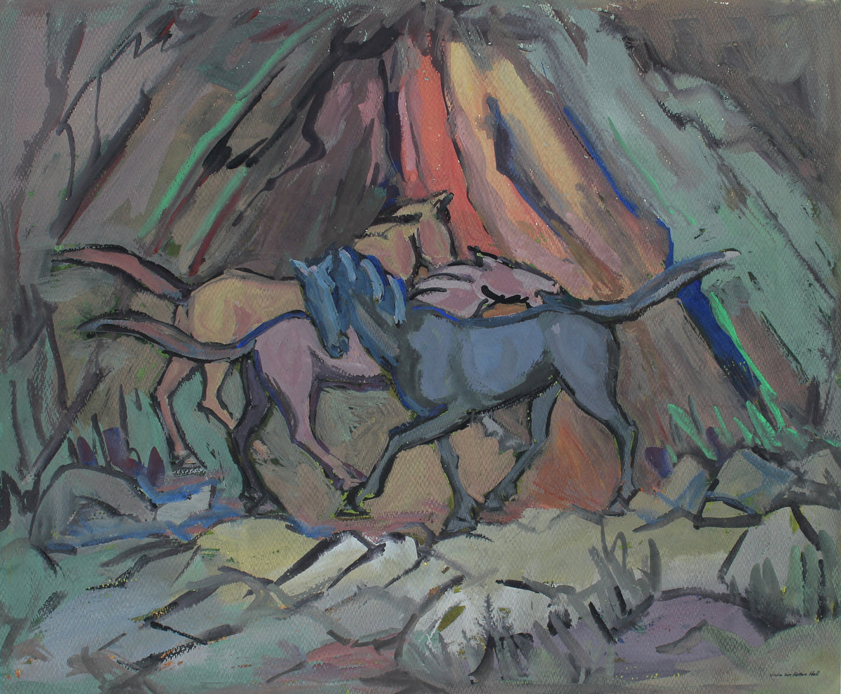 Majestic Horses &lt;br&gt;1960s Gouache&lt;br&gt;&lt;br&gt;#92592