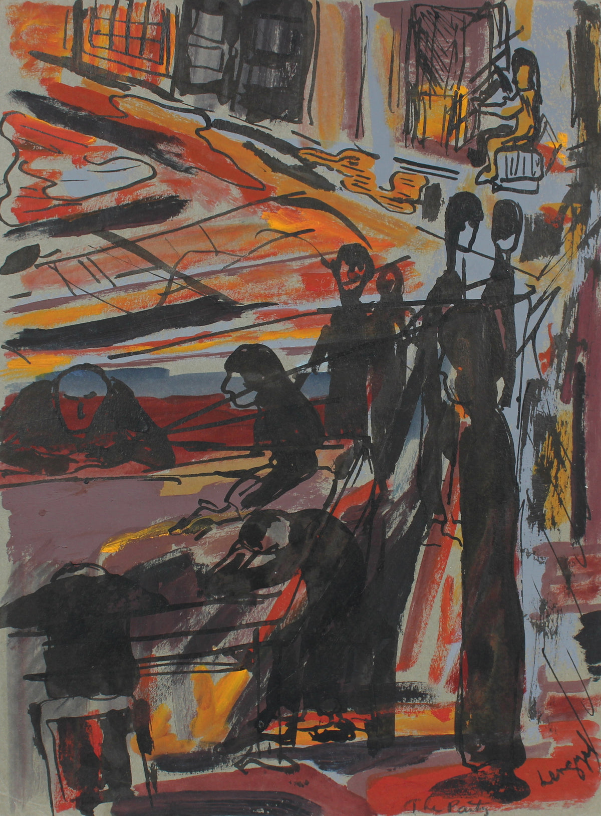 <i>The Party</i> <br>20th Century Ink & Acrylic on Paper <br><br>#92659