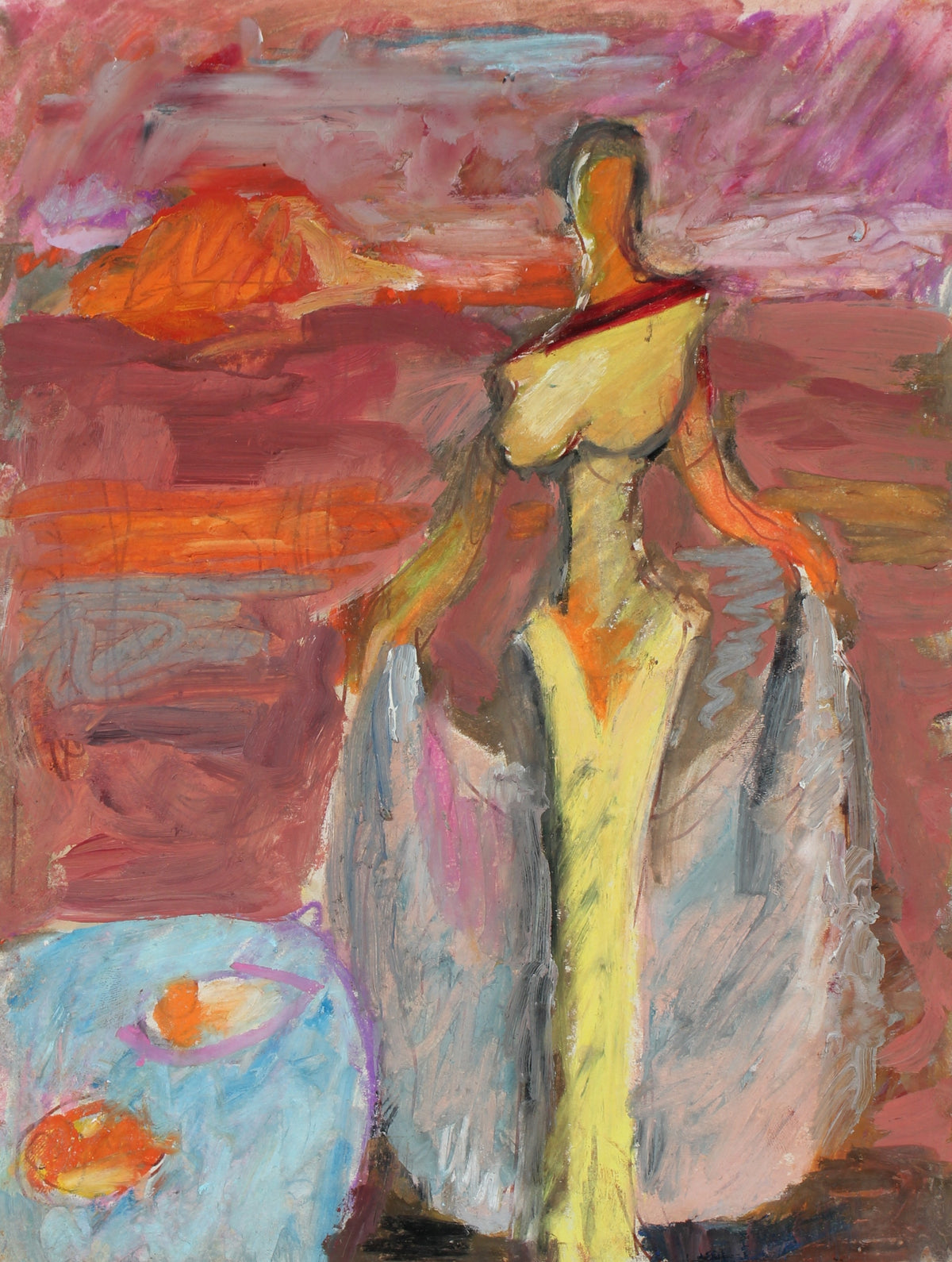 Abstracted Elegant Female in Gown&lt;br&gt;20th Century Oil &lt;br&gt;&lt;br&gt;#93583