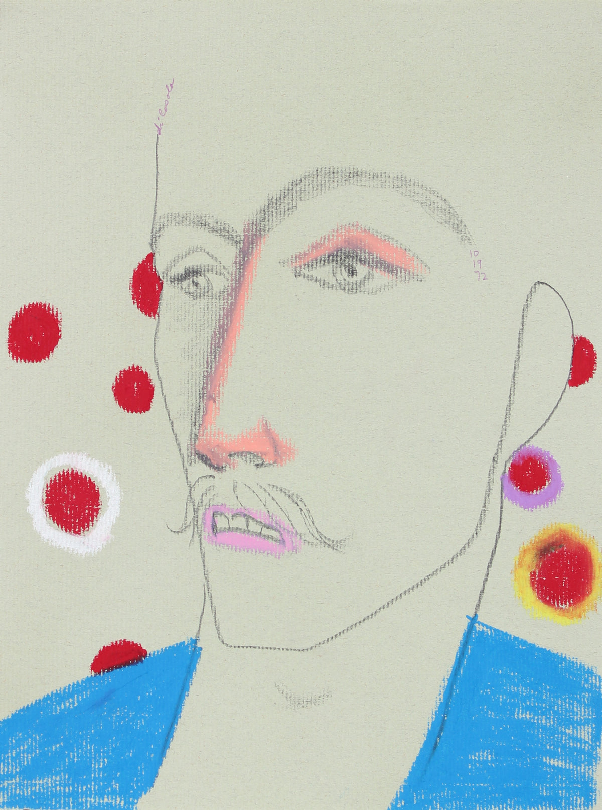 Surreal Portrait of a Man &lt;br&gt;1972 Graphite &amp; Pastel &lt;br&gt;&lt;br&gt;#94139