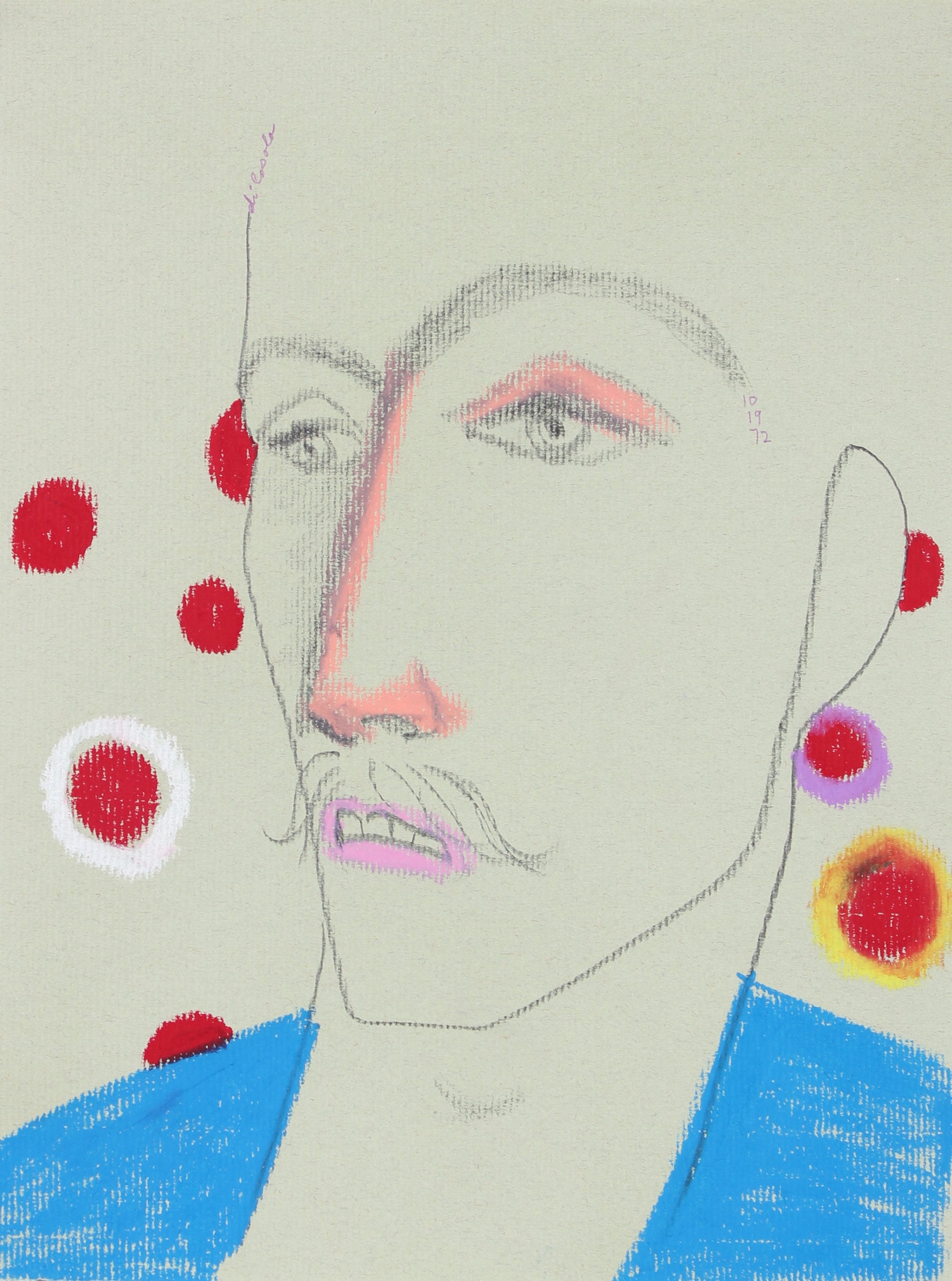 Surreal Portrait of a Man <br>1972 Graphite & Pastel <br><br>#94139