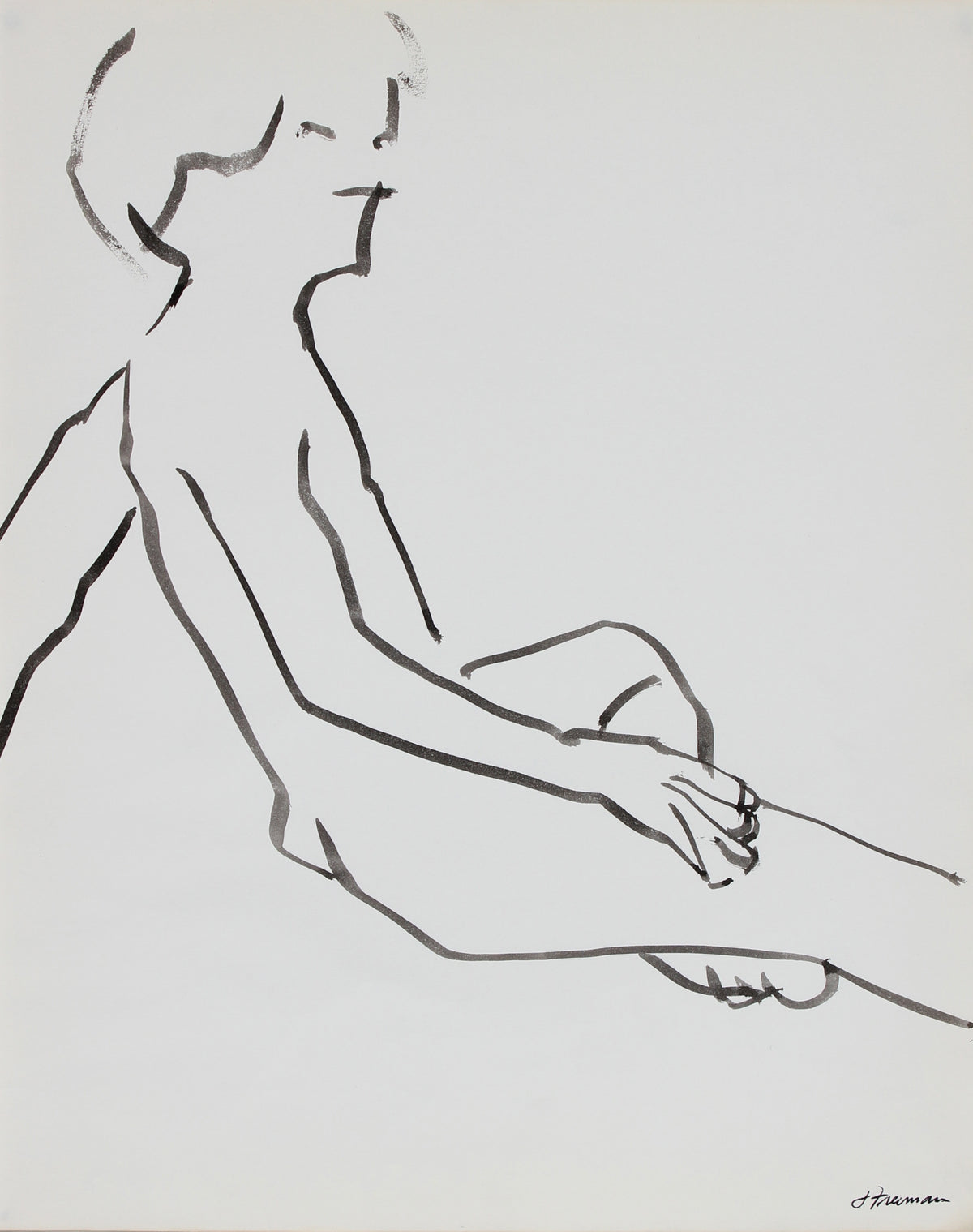 Modernist Figure Drawing &lt;br&gt;1976 Ink Wash&lt;br&gt;&lt;br&gt;#94990