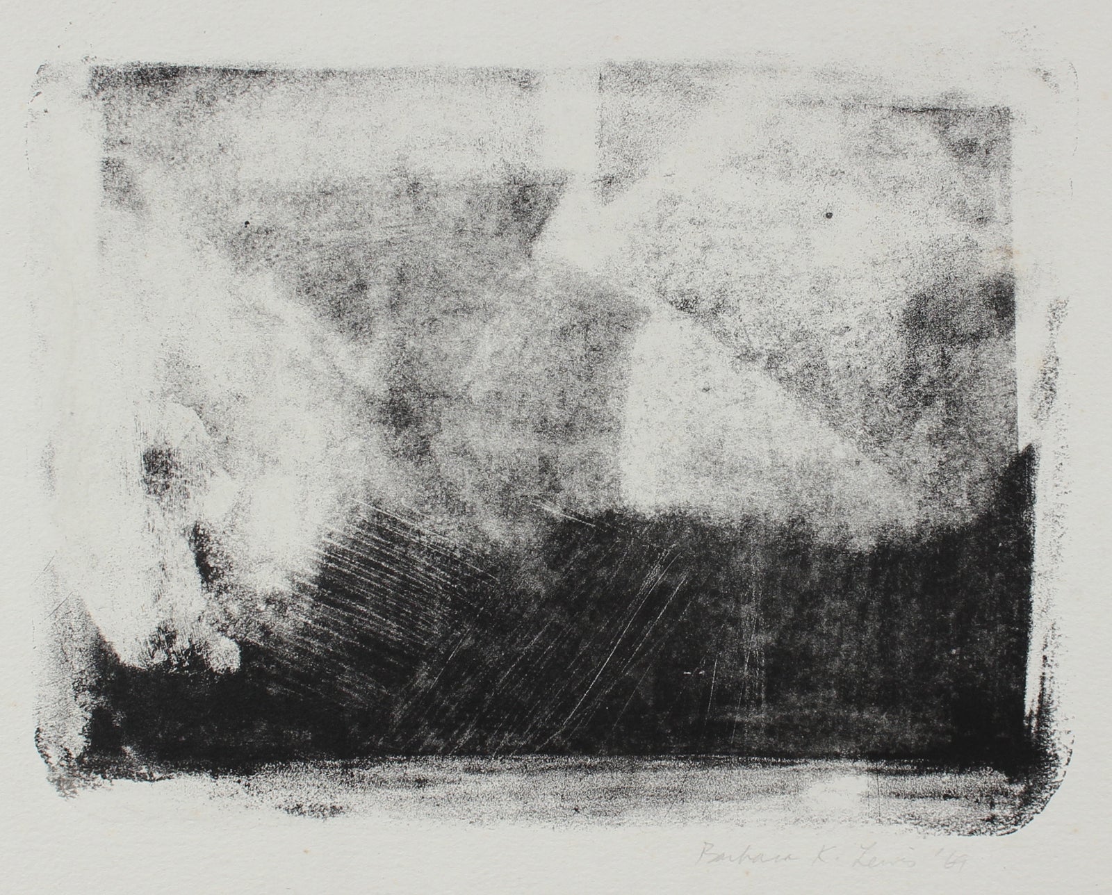 Abstracted Grayscape <br>1969 Stone Lithograph <br><br>#96324