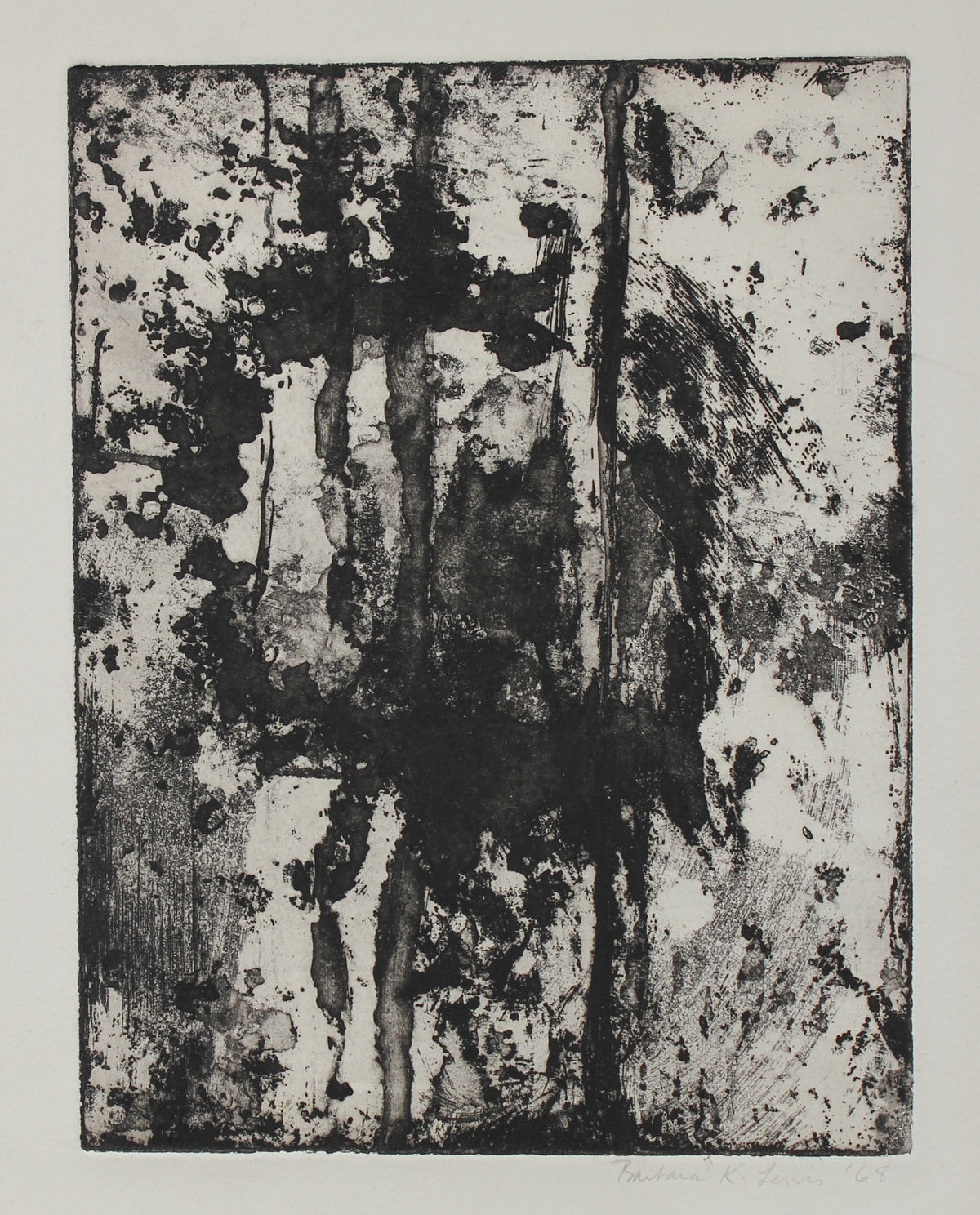 Abstract Monochromatic Depths &lt;br&gt;1968 Stone Lithograph &lt;br&gt;&lt;br&gt;#96326