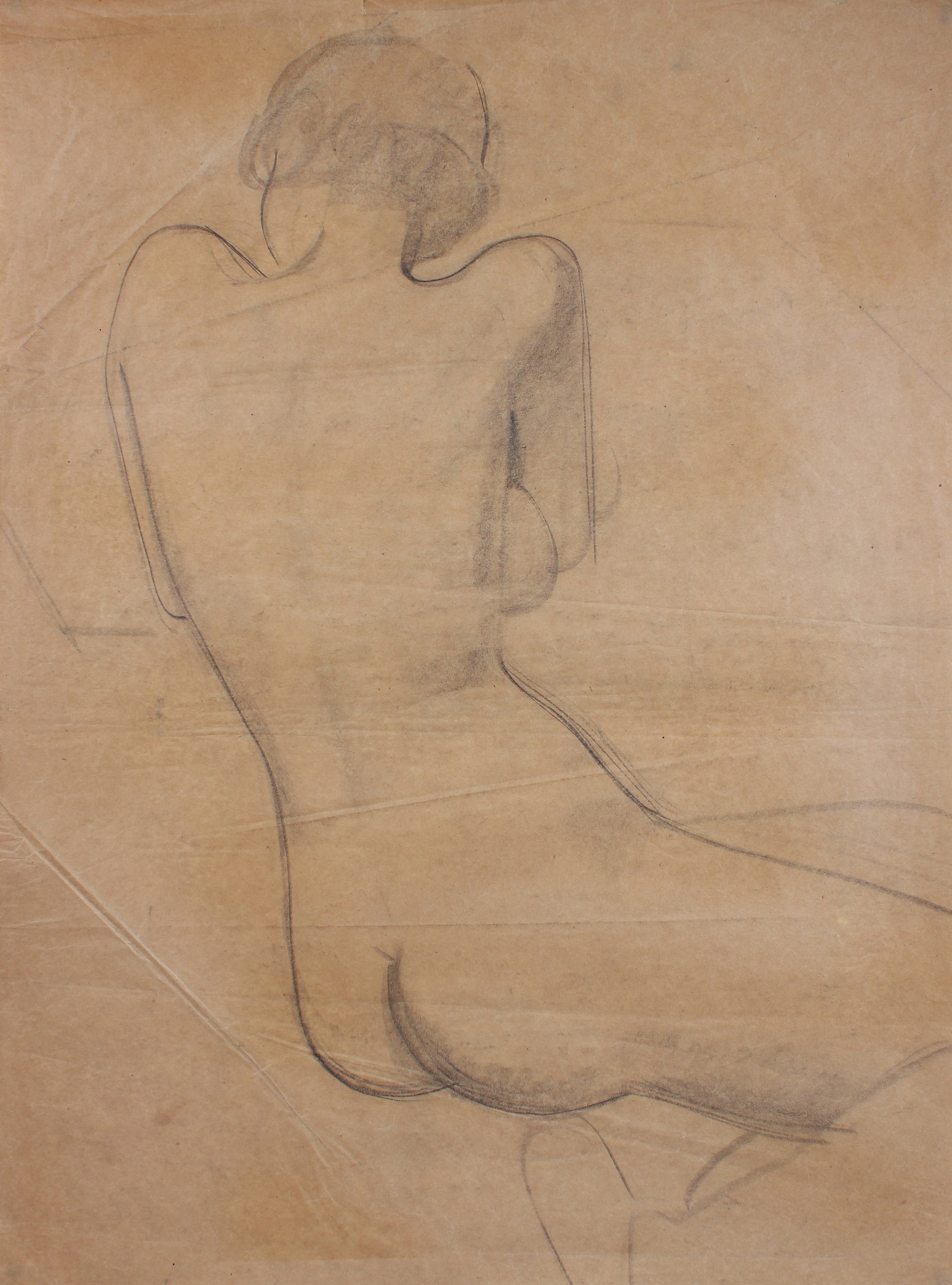 Nude Figure Drawing <br>1920-1930's Charcoal <br><br>#9747