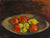 Fruit in Bowl Still Life <br>1950s Oil <br><br>#A3215