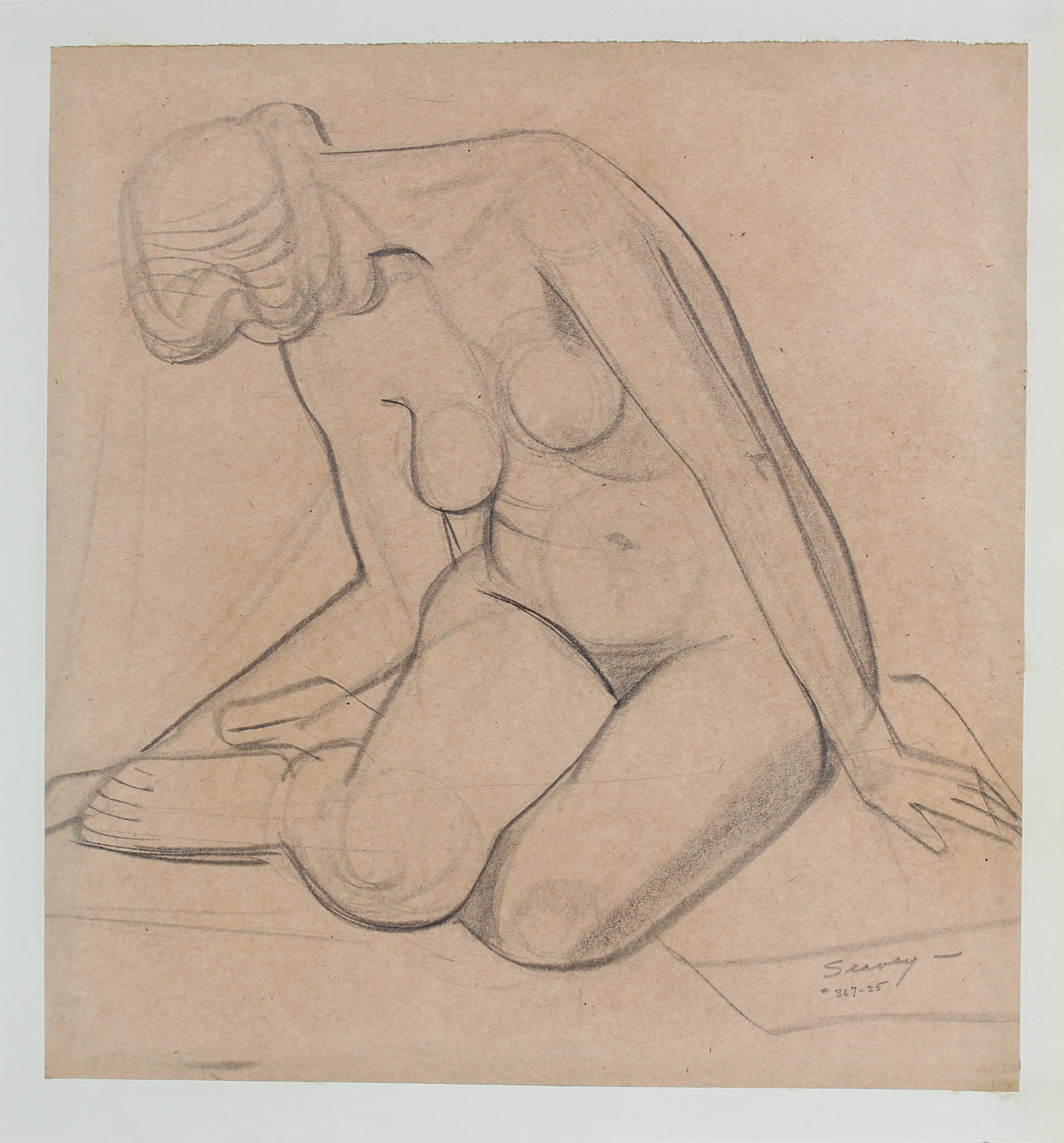 Figurative Study of Seated Female Nude &lt;br&gt;1920-30s Graphite &lt;br&gt;&lt;br&gt;#9473