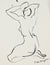 Expressionist Seated Female Nude<br>1940-60s Ink<br><br>#4450