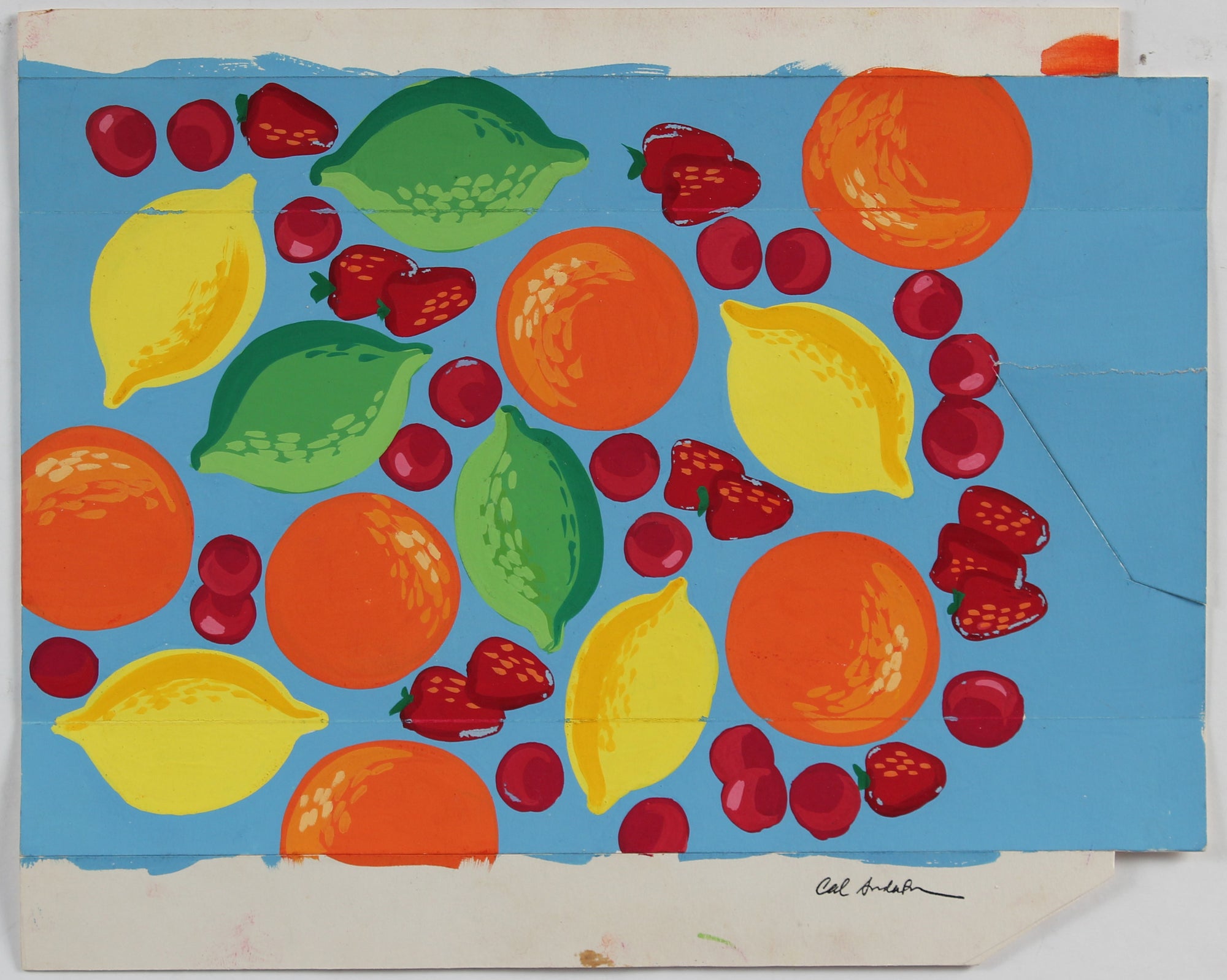 Bright Still Life of Fruit <br>Mid 20th Century Gouache <br><br>#A5318