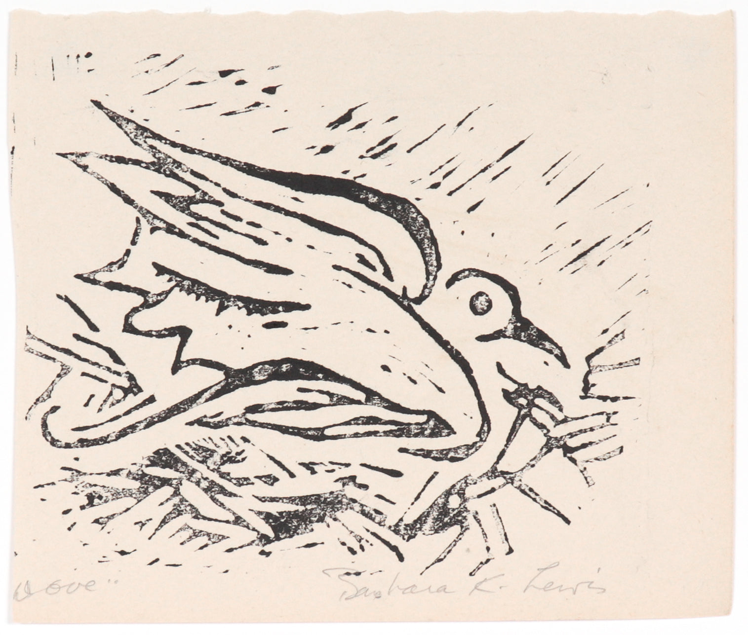 <I>Dove</I> <br>20th Century Linoleum Block Print<br><br>#C4427