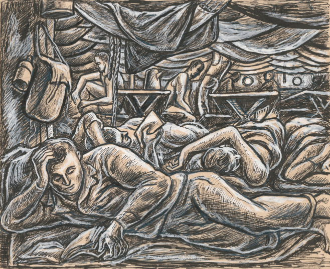 <I>C Deck</I> <br>1943 Ink & Gouache <br><br>#E076