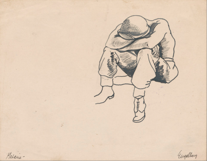 <I>Malaria</I> <br>1943 Ink <br><br>#E075