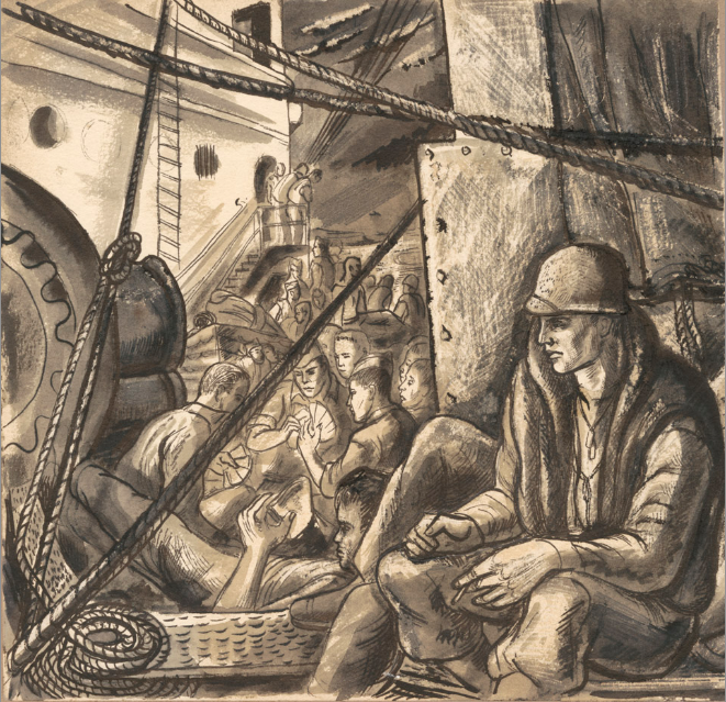 Shipyard Soldiers <br>1940's Ink <br><br>#E058