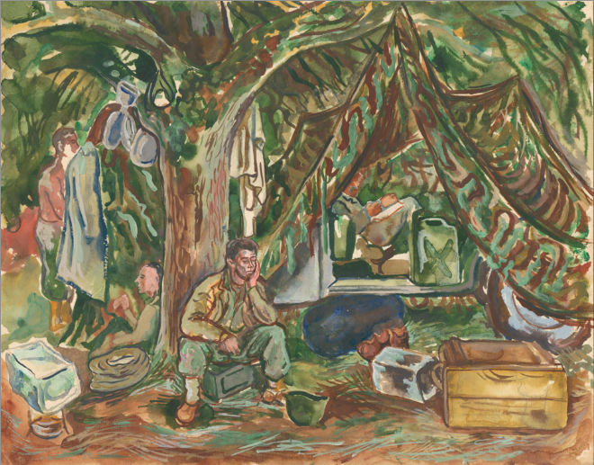 <I>An Apple Orchard Near Marigny</I> <br>1944 Gouache <br><br>#E083