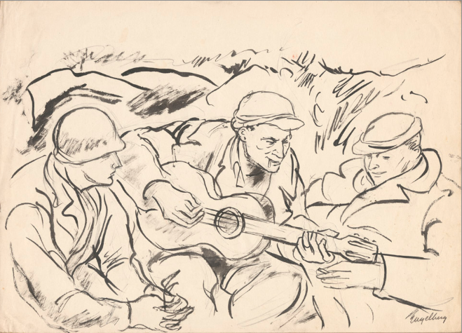 <I>Yellow Rose of Texas</I> <br>1940's Ink Drawing<br><br>#E073