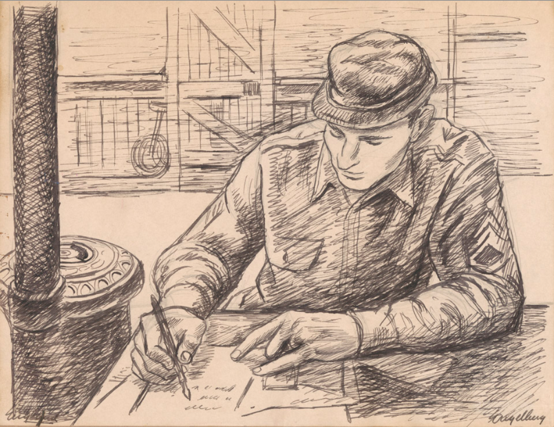 <I>Somewhere in England</I> <br>1940's Ink <br><br>#E048