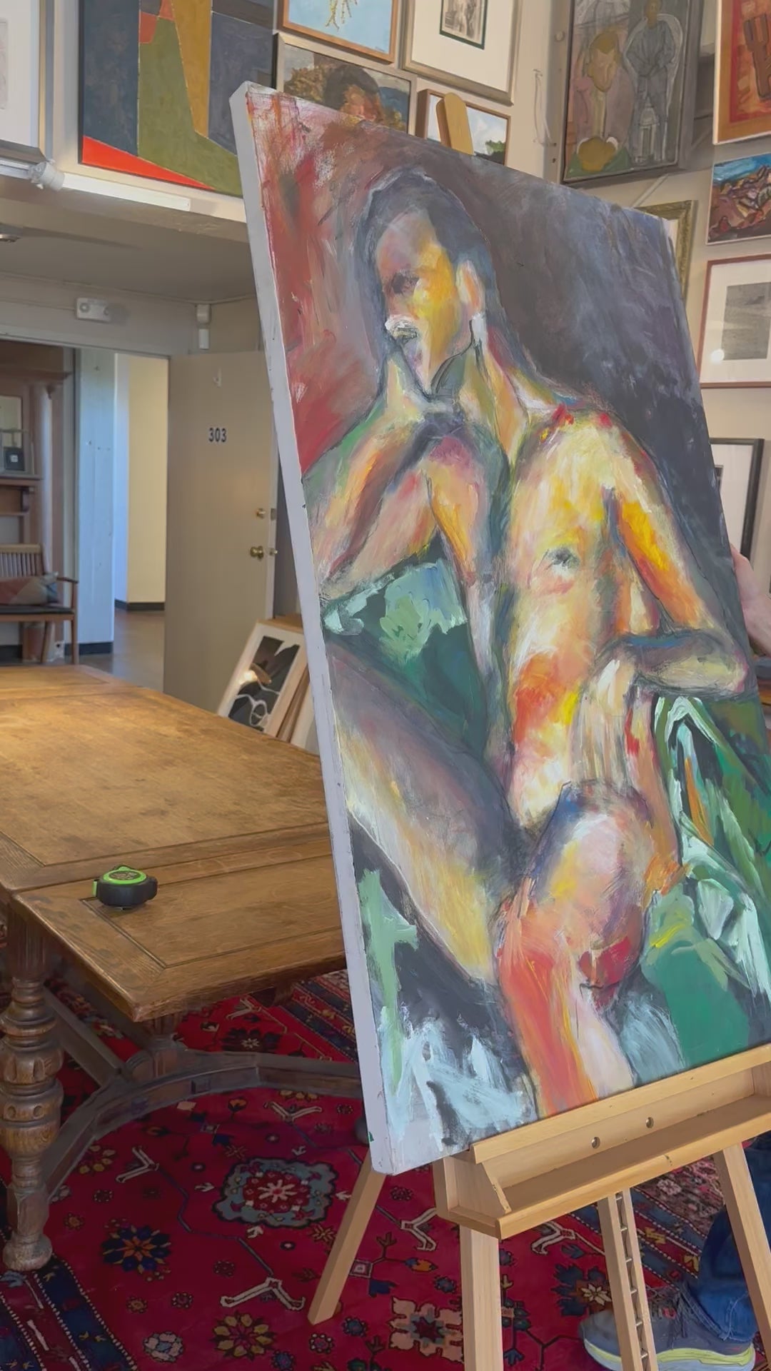 Seated Expressionist Figure <br>20th Century Acrylic <br><br>#C4600