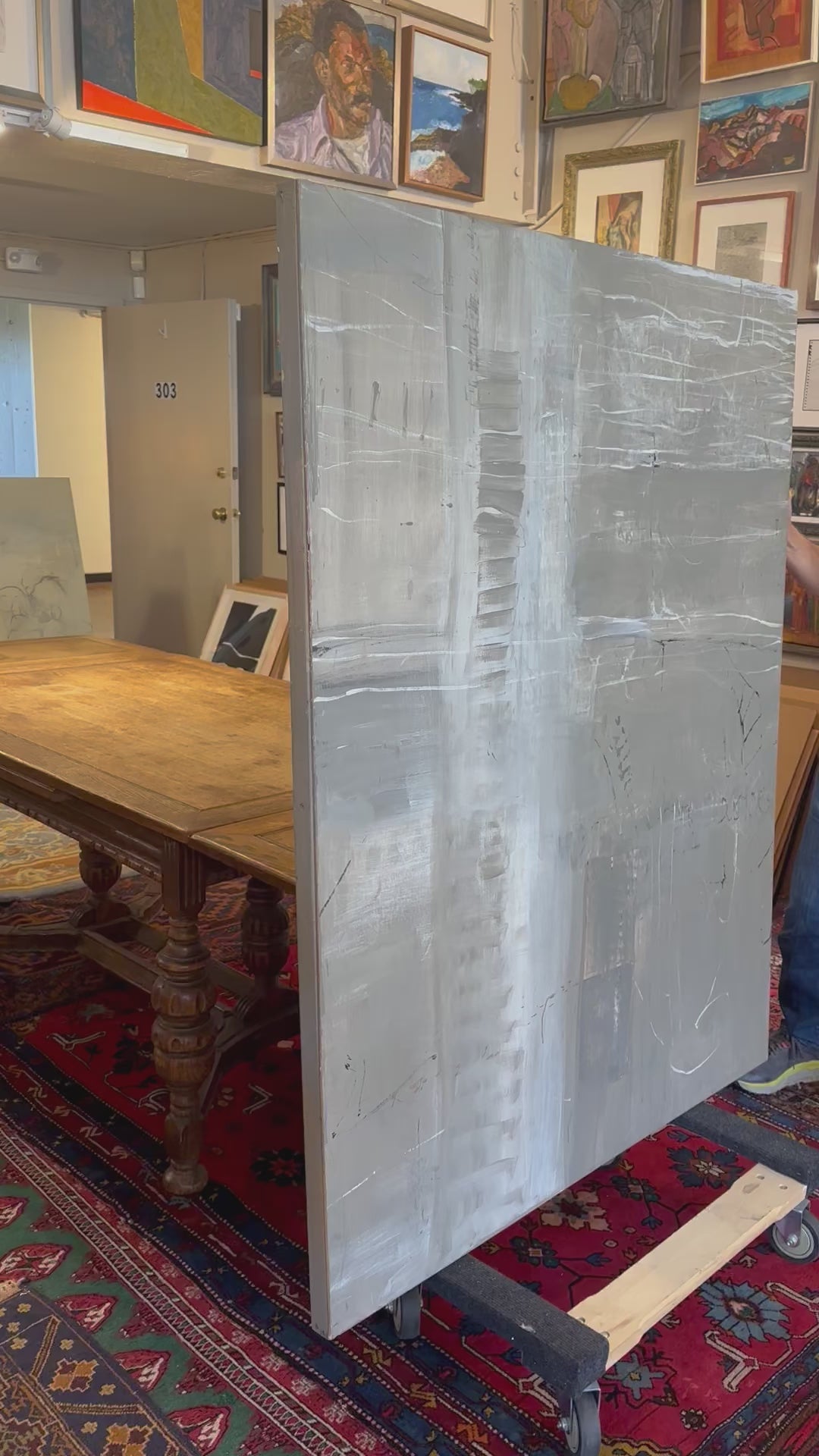 Pale Abstract Expressionist Work <br>20th Century Acrylic & Collage on Panel <br><br>#C4605