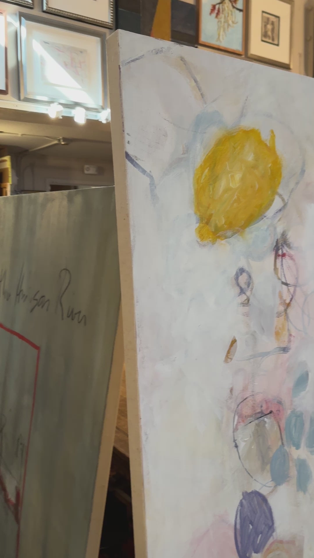 Whimsical Abstract with Red Stripe<br>20th Century Acrylic<br><br>#C5016