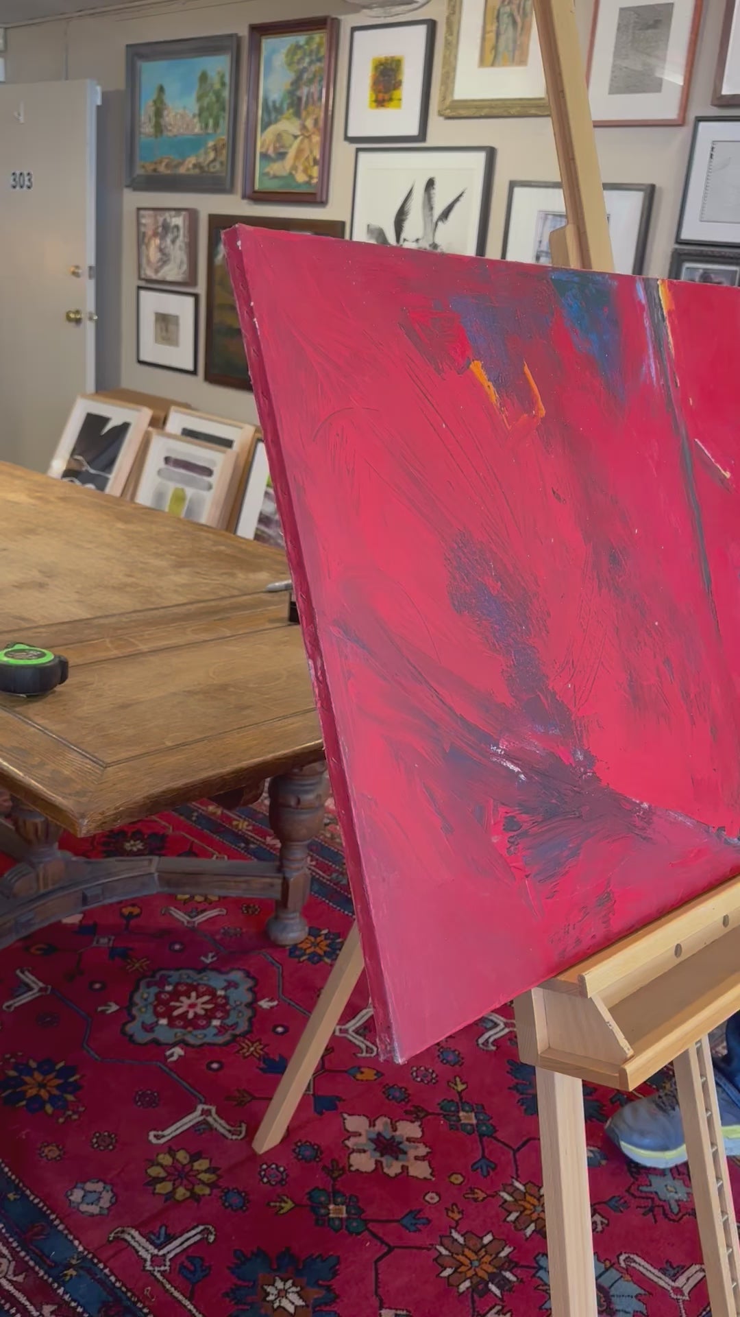 Red & Black Abstract Expressionist Canvas <br>20th Century Acrylic <br><br>#C4586