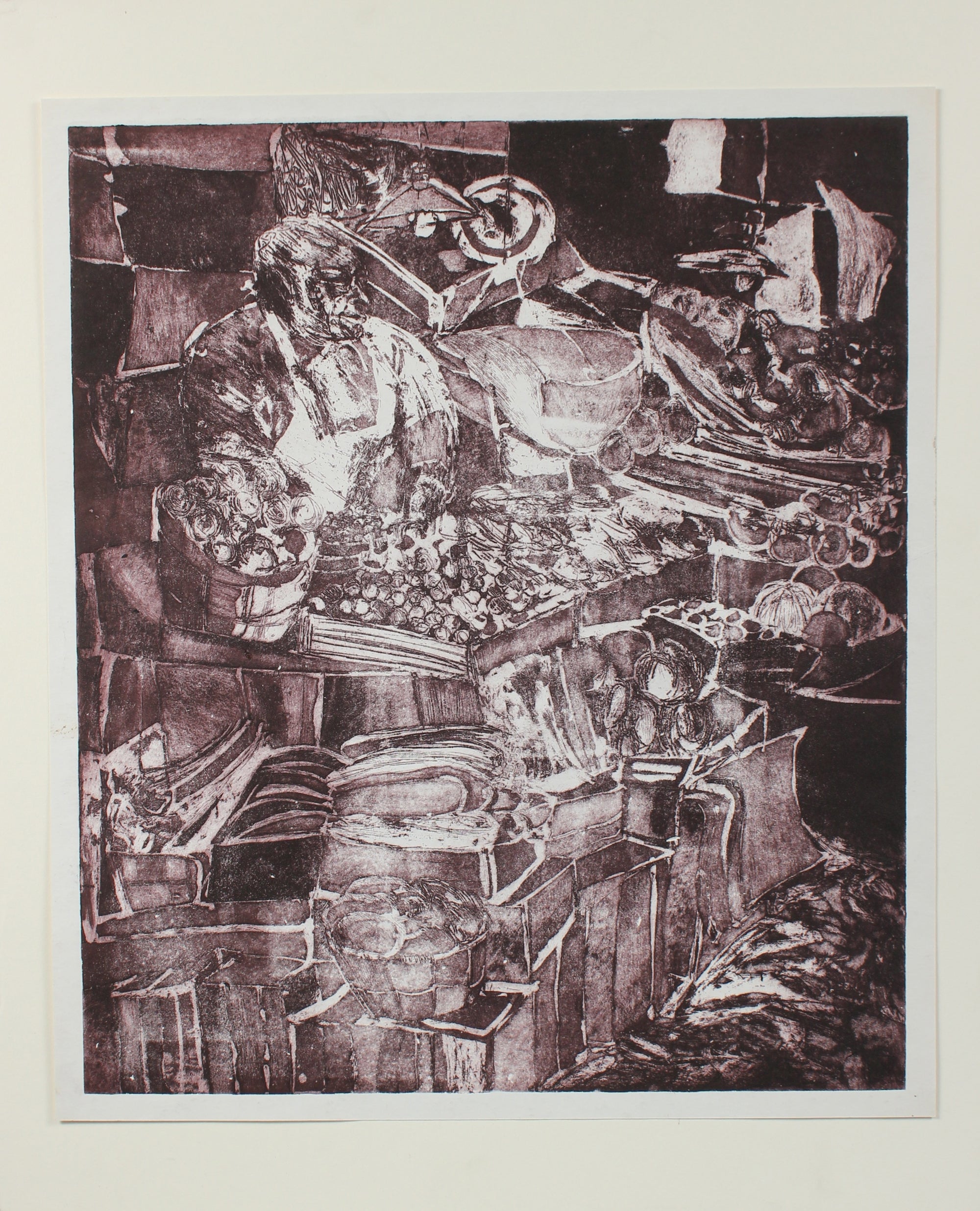 Marketplace Abstraction<br>Etching, 1960s<br><br>#0189