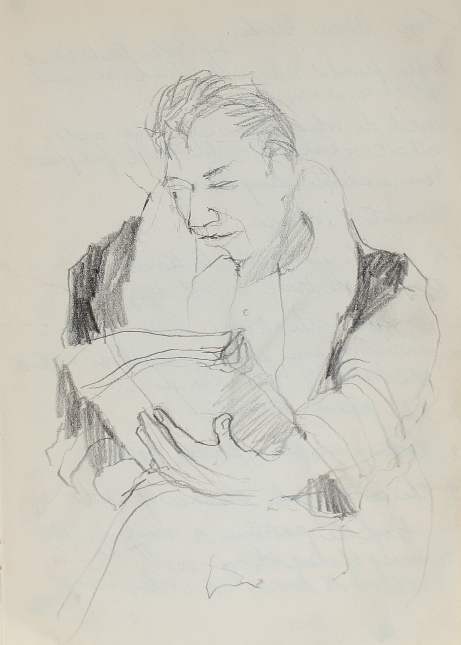 Man Reading<br>1950-60s Graphite<br><Br>#0243